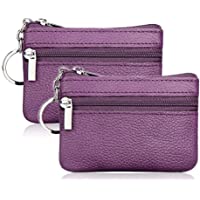Hibate 2X Morado Mini Cuero Monedero para Mujer Señoras Niña Hombre Piel Monedas Cartera
